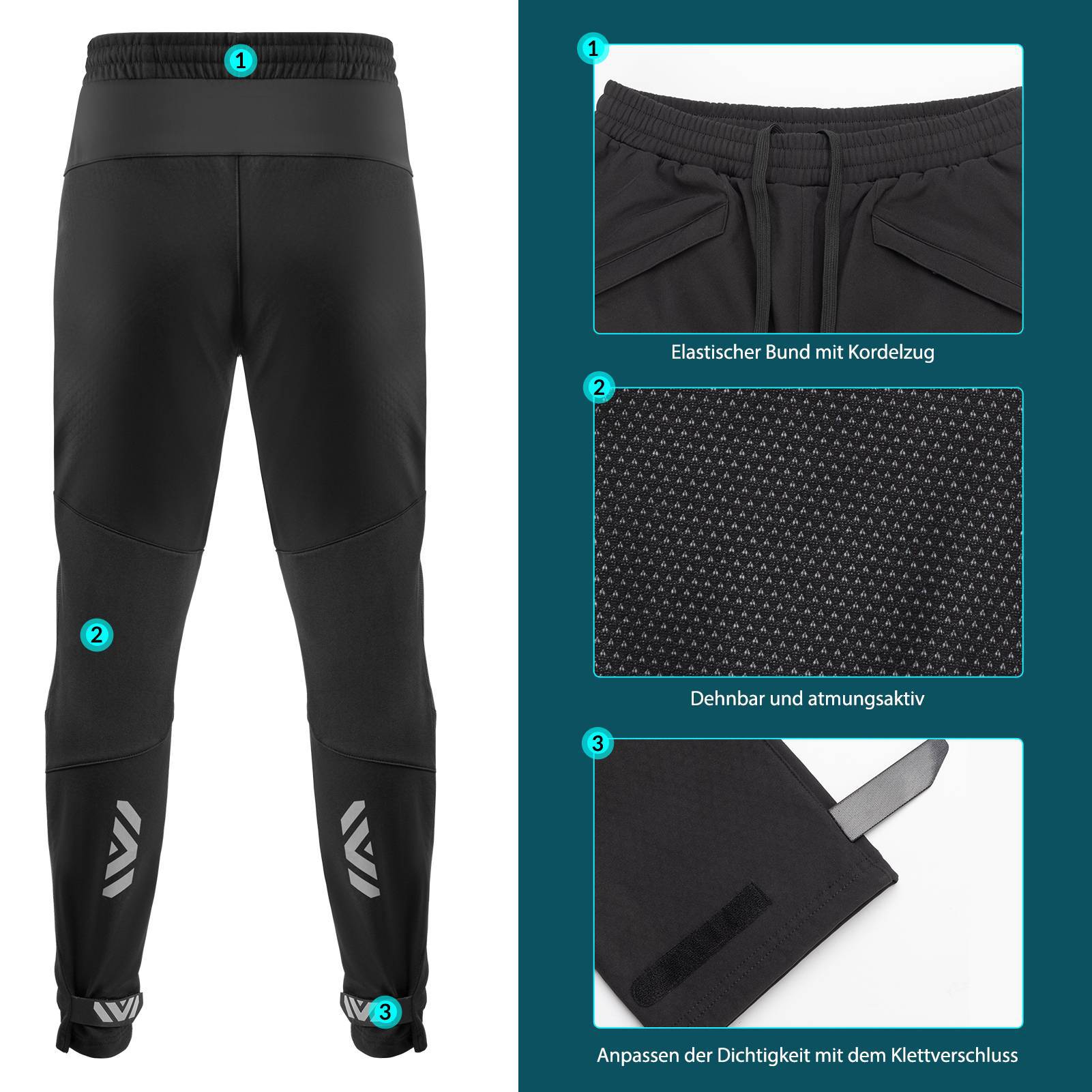 ROCKBROS Winter Radlerhose Herren Lange Fahrradhose Warm Fleece - Image 5