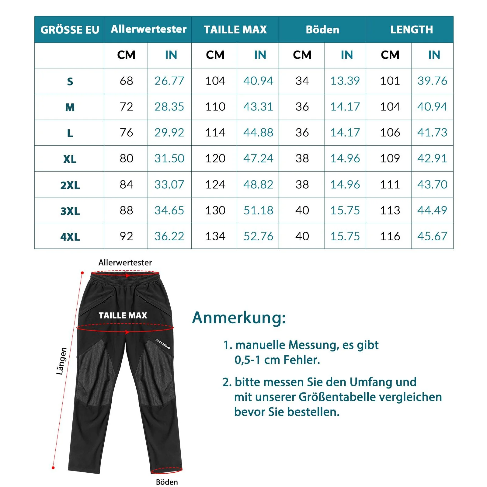 ROCKBROS Winter Radlerhose Herren Lange Fahrradhose Warm Fleece - Image 7