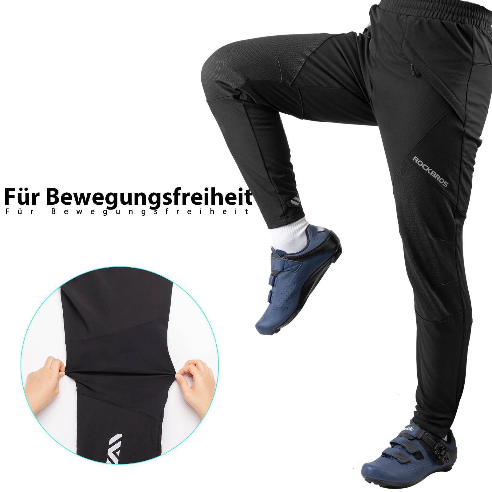 ROCKBROS Winter Radlerhose Herren Lange Fahrradhose Warm Fleece - Image 8