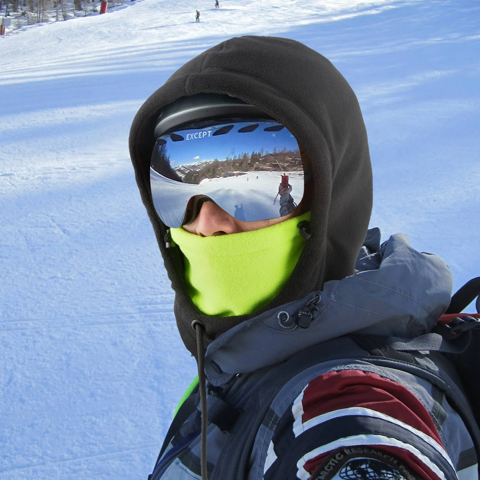 ROCKBROS Winter Skimaske Vlies Balaclava für Frauen und Männer Schwarz Grün - Image 4