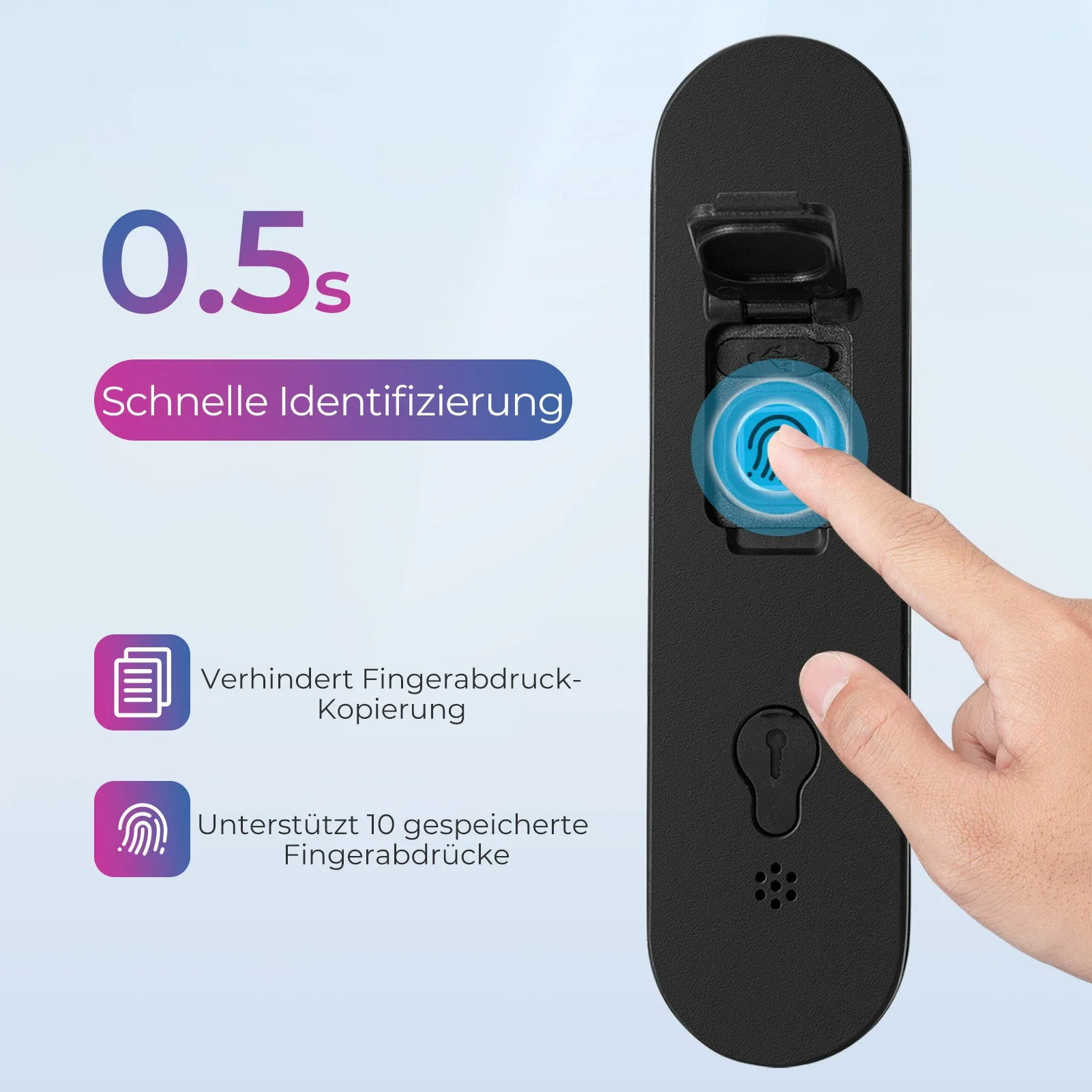 Schloss Fingerabdruck Wasserdicht IP6 Fahrrad Bügelschloss Bluetooth Schloss mit Schlüssel USB-Aufladung - Image 2