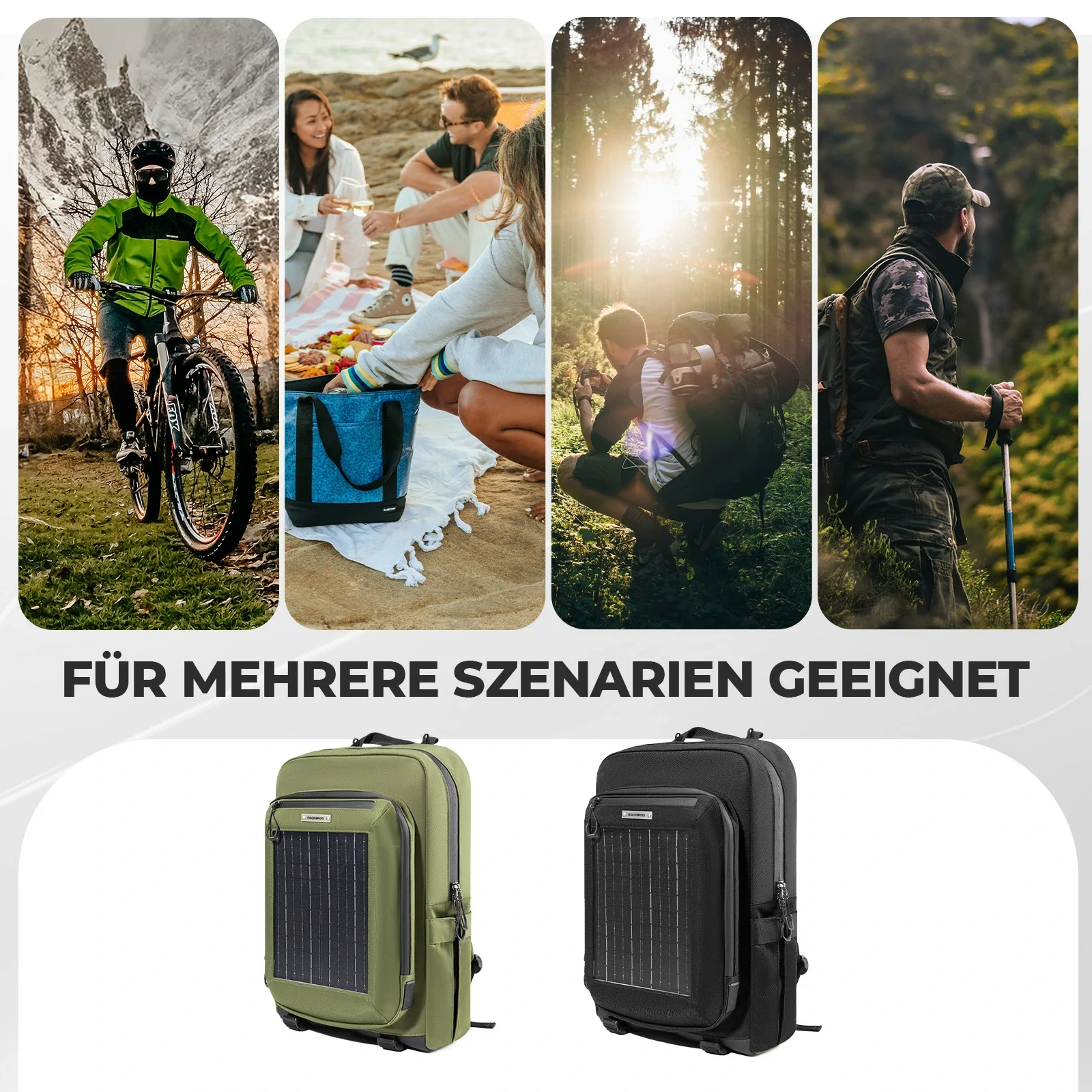 Solarrucksack Solar Rucksack 20L mit Flexiblem Abnehmbarem 10V 14W - Image 12