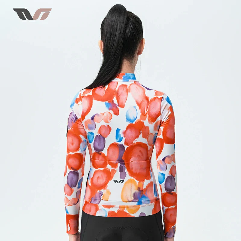 TVI Damen-Radwäsche aus Fleece mit Langarm – Warmes Radsporttrikot-Orange - Image 6