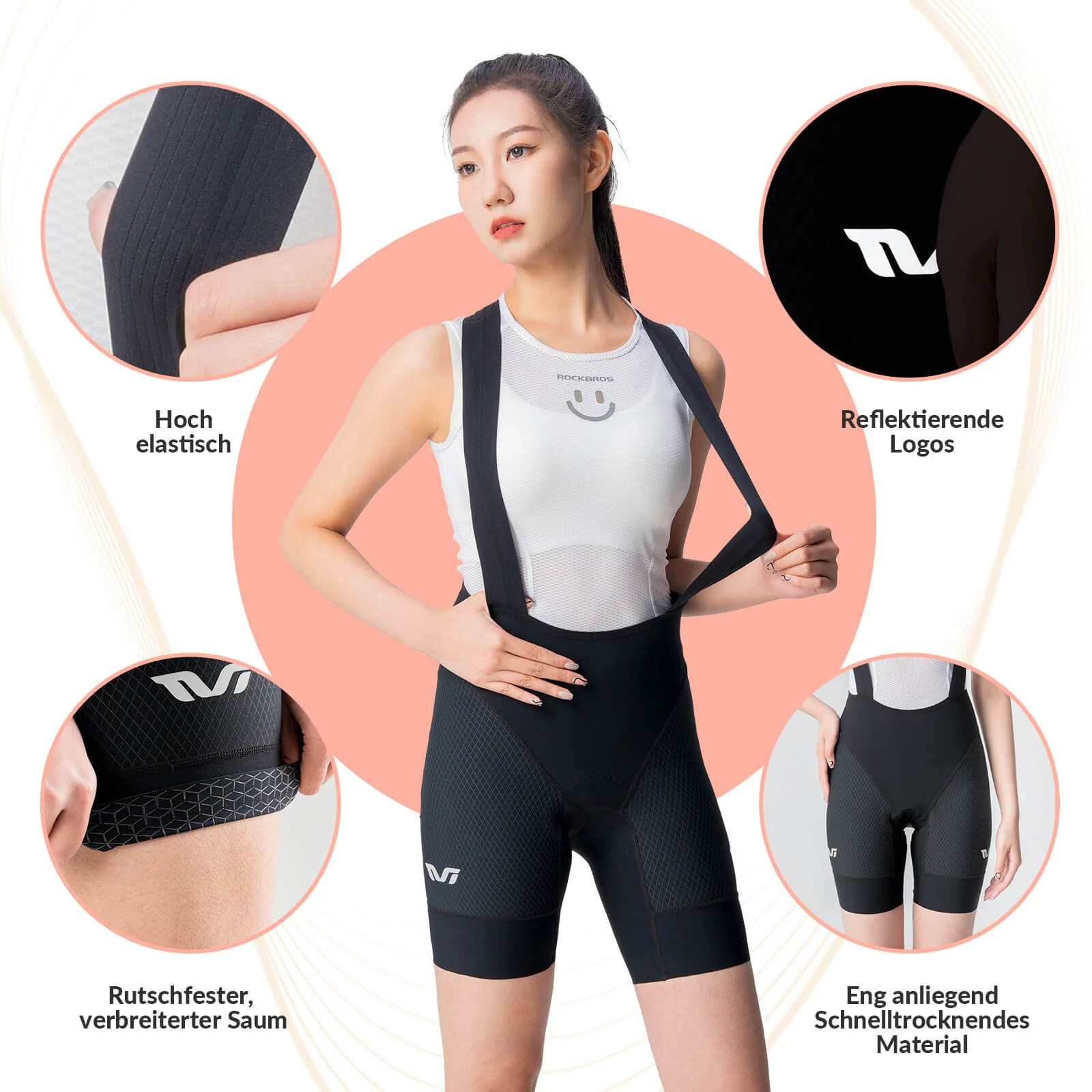 TVI Damen Trägerhose Fahrradhose Gepolstert Schnell Trocknende - Image 5