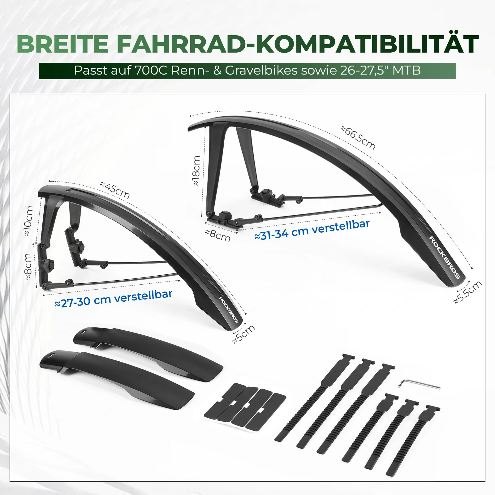 Universal Fahrrad Schutzblech Set - Schnellmontage mit Kabelbindern Verstellbar & Wasserdicht - Image 3