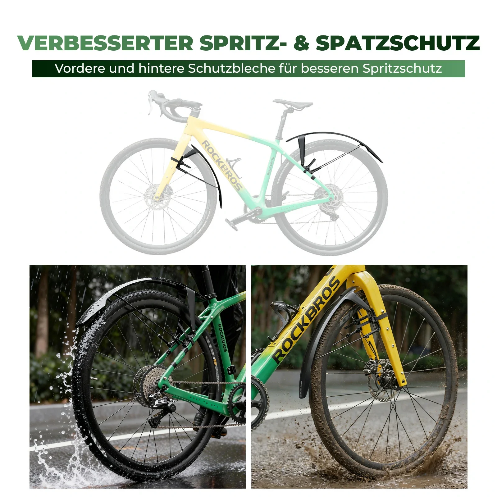 Universal Fahrrad Schutzblech Set - Schnellmontage mit Kabelbindern Verstellbar & Wasserdicht - Image 4