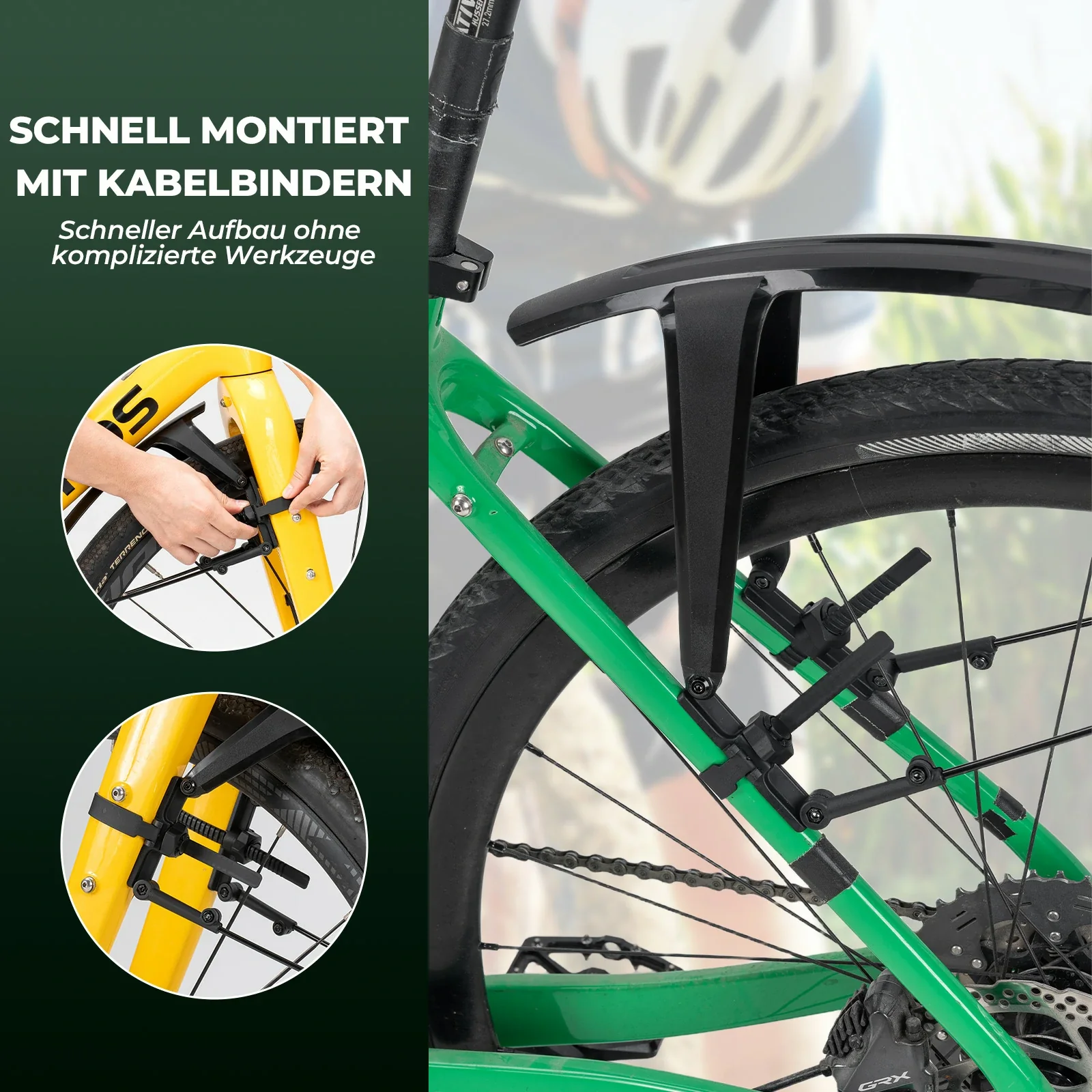 Universal Fahrrad Schutzblech Set - Schnellmontage mit Kabelbindern Verstellbar & Wasserdicht - Image 8