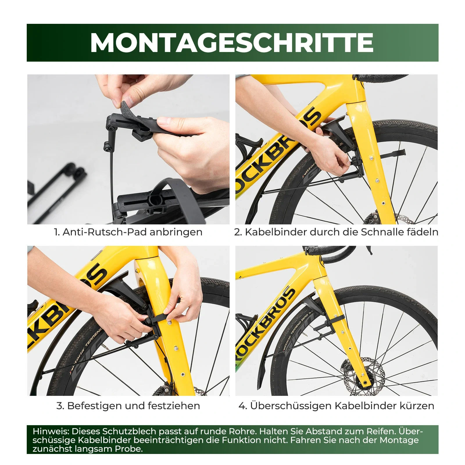 Universal Fahrrad Schutzblech Set - Schnellmontage mit Kabelbindern Verstellbar & Wasserdicht - Image 9